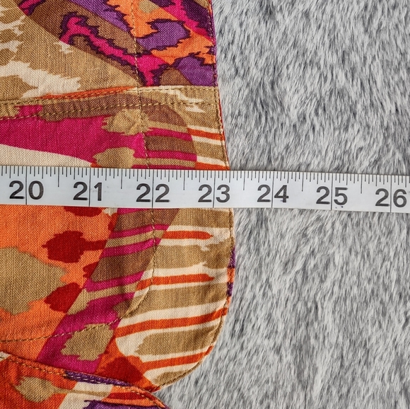 Ruby Rd. Abstract Linen Blend Shirt Size 16 Red & Tan - Picture 8 of 8